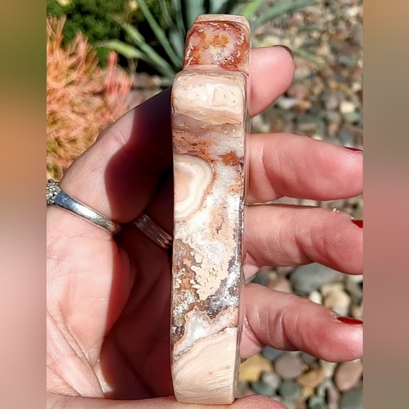 Mexican Crazy Lace Hamsa Carving with Sparkling Druzy - Picture 16 of 17